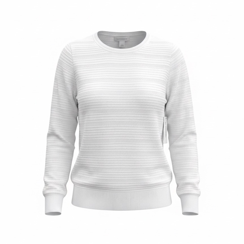 Liz Claiborne Textured White Crew Neck Sweater NWT